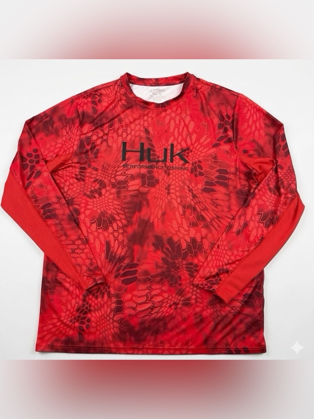Huk Fishing Performance Fishing Kryptek Shirt Mens XXL Red Reptilian Design - Picture 1 of 9